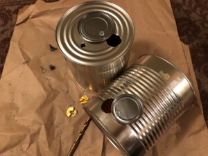Intake and exhaust valves mounted on DIY Tin Can Smoker