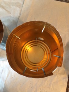 Overhead view of DIY Tin Can Smoker with inner connector ring attached