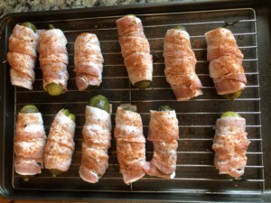 Prepped Bacon Wrapped Mozza Dill Pickles